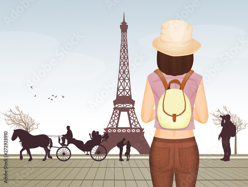 tourist girl in Paris