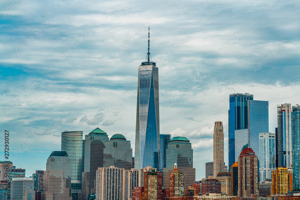 New York City Skyline with Manhattan Financial District and World Trade Center, NYC