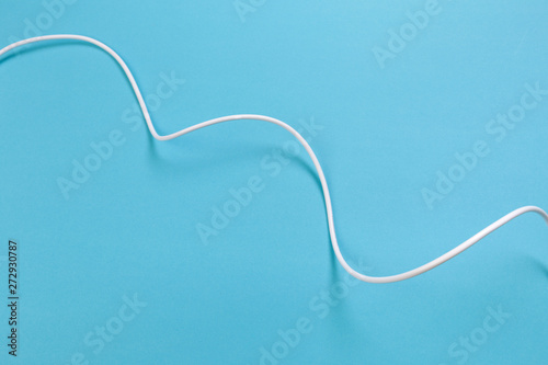 white power cable socket on blue background