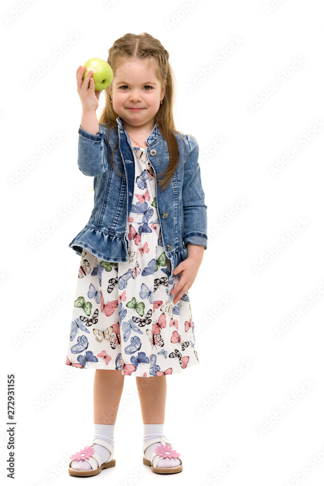 Little girl with apple Little girl with apple