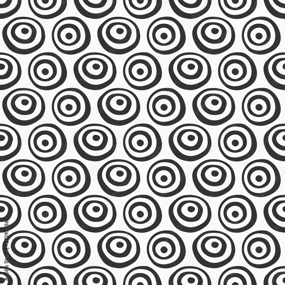 Abstract seamless pattern of hand drawn circles, targets.