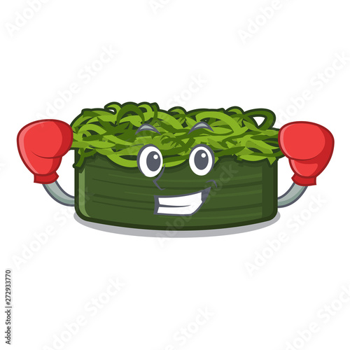 Boxing wakame chuka is served cartoon plates