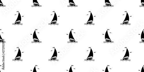 boat seamless pattern vector Anchor helm pirate maritime Nautical sea ocean Seagull scarf isolated repeat wallpaper tile background doodle design