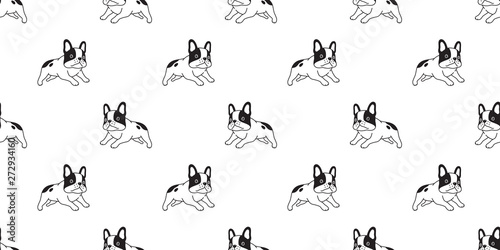 dog seamless pattern vector french bulldog running cartoon scarf isolated repeat background tile wallpaper illustration design