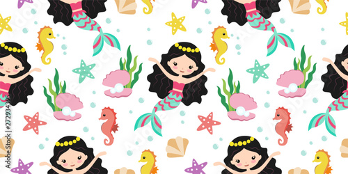 adorable mermaid seamless pattern for kids project, scrapbooking, wallpaper, background and many more