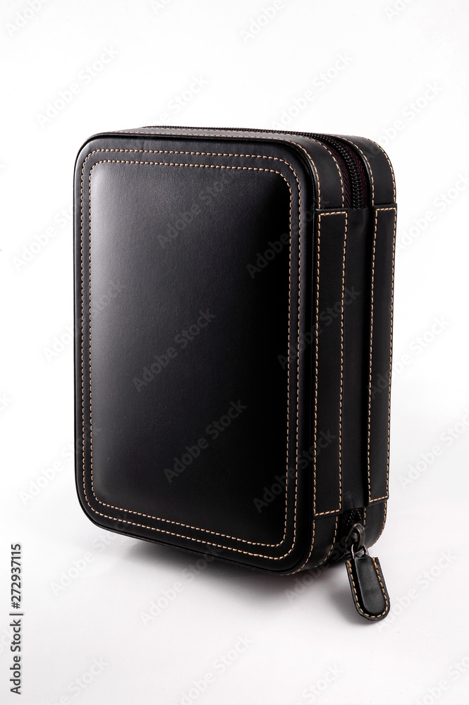Naklejka premium Black wallet isolated on white background