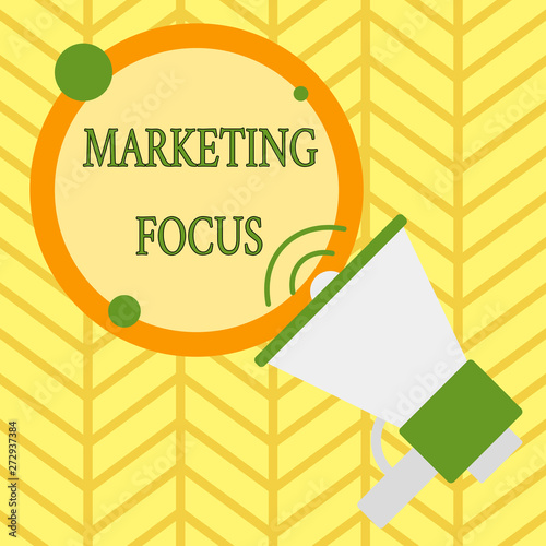 Handwriting text writing Marketing Focus. Conceptual photo understanding your customers and thier needs using stats SpeakingTrumpet Empty Round Stroked Speech Text Balloon Announcement