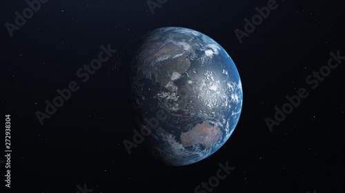 Planet Earth with detailed relief and atmosphere. 3D illustration