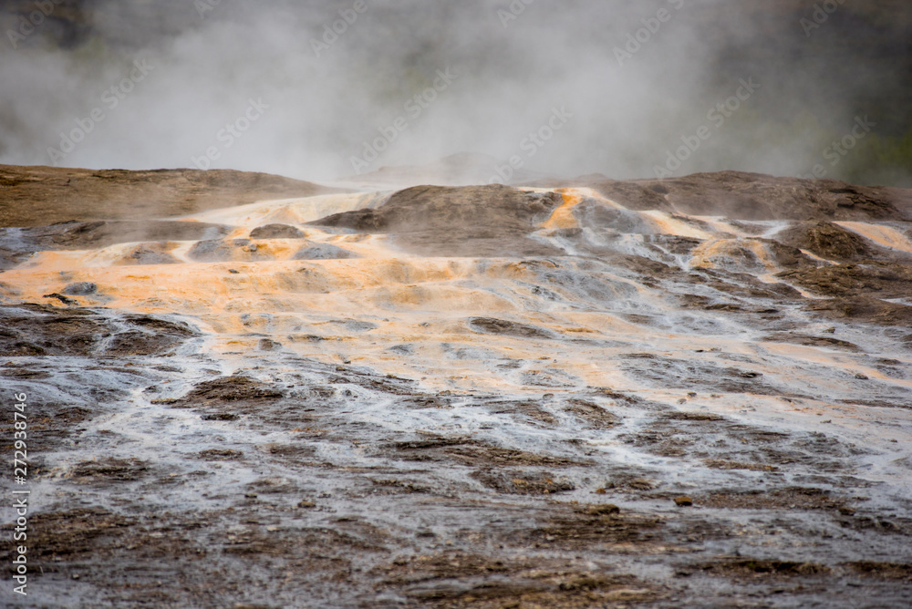 Geothermal activity in Hveragerdi, Iceland with hot springs