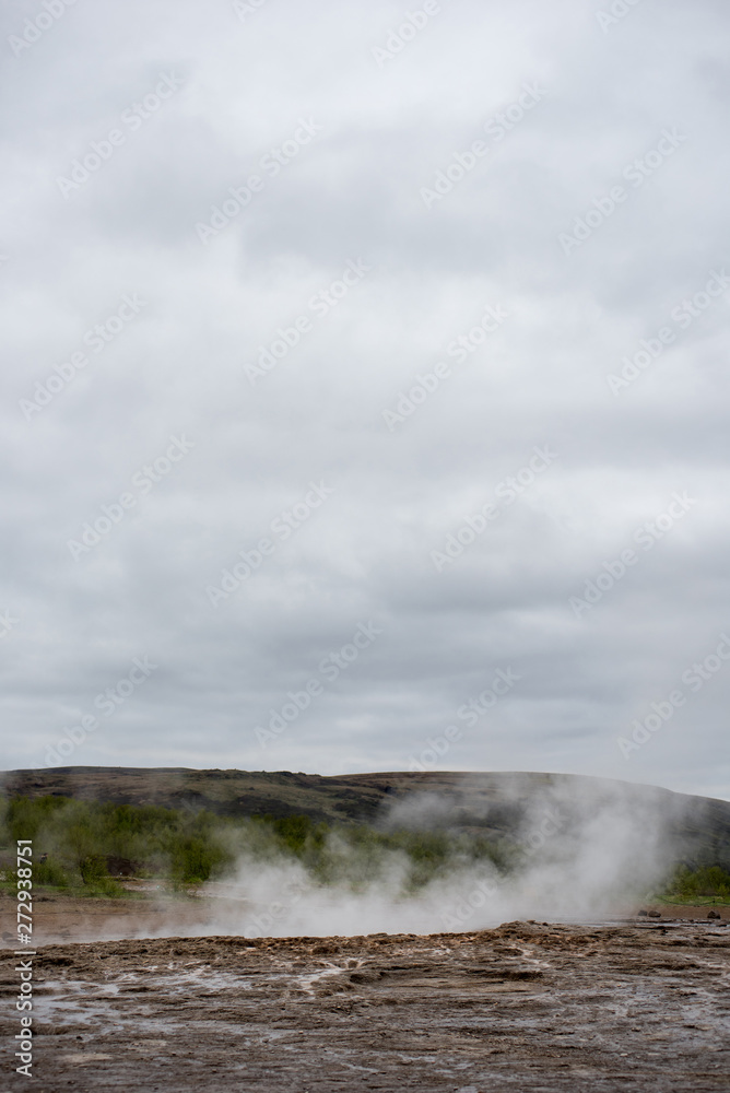 Geothermal activity in Hveragerdi, Iceland with hot springs