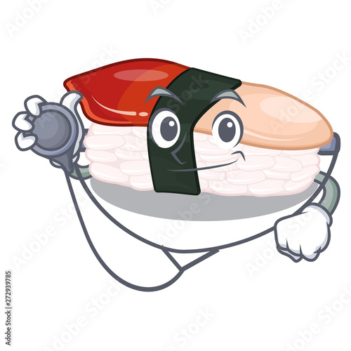 Doctor hokkigai sushi isolated in the character photo