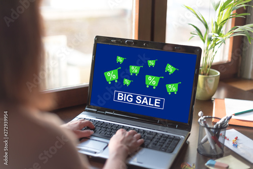 Big sale concept on a laptop screen