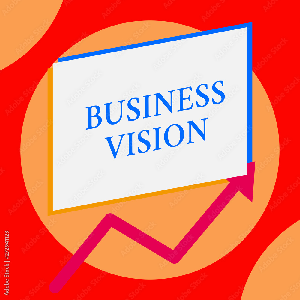 Writing note showing Business Vision. Business concept for grow your business in the future based on your goals One blank rectangle above another arrow zigzag upwards increasing sale Writing note showing Business Vision. Business concept for grow your business in the future based on your goals One blank rectangle above another arrow zigzag upwards increasing sale