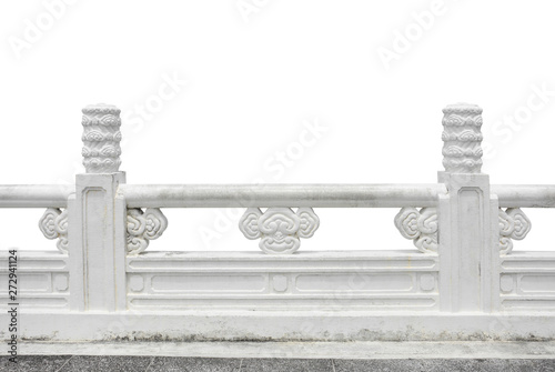 Fotografia the traditional white stone carving handrail in chinese pattern style isolated o