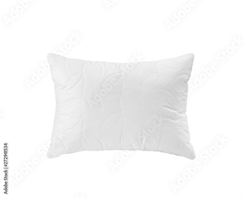 White soft pillow with the leaves pattern isolated.