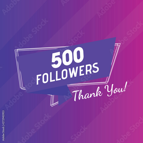 Congratulations 500 followers thank you message. Can be used as card or poster design.