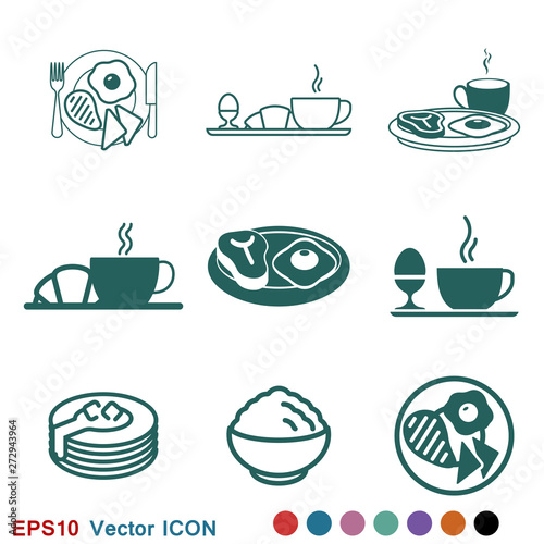 Breakfast icon. Vector symbol on a background