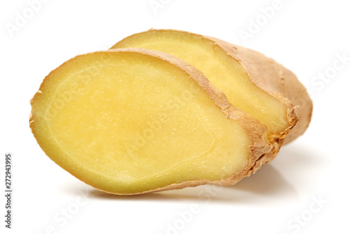 fresh ginger on white background 