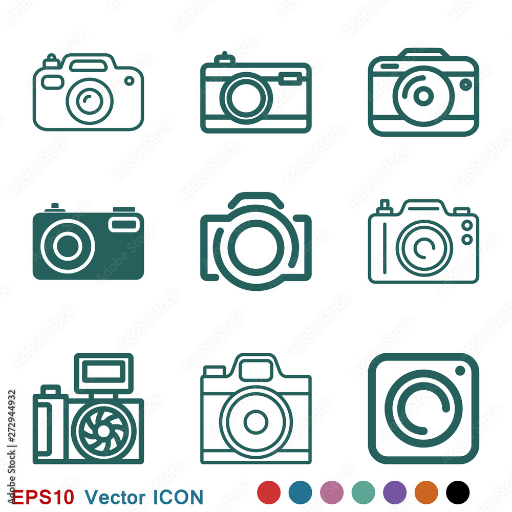 Camera Icon in flat style isolated on background Camera Icon in flat style isolated on background