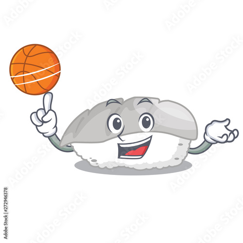 With basketball ika sushi isolated with the cartoon
