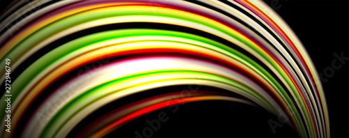 Fluid color swirls on black. Modern background with trendy design © antishock