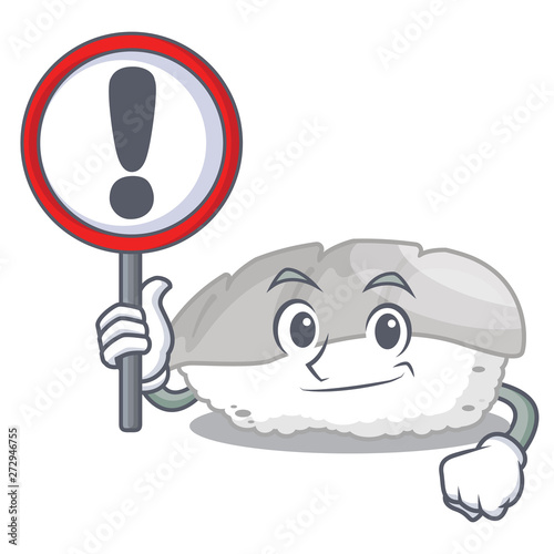 With sign ika sushi isolated with the cartoon