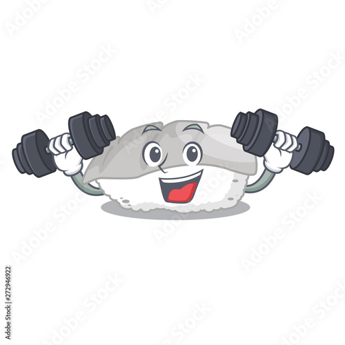 Fitness ika sushi isolated with the cartoon