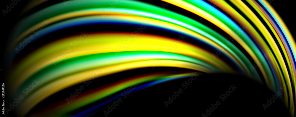Fluid color swirls on black. Modern background with trendy design Fluid color swirls on black. Modern background with trendy design