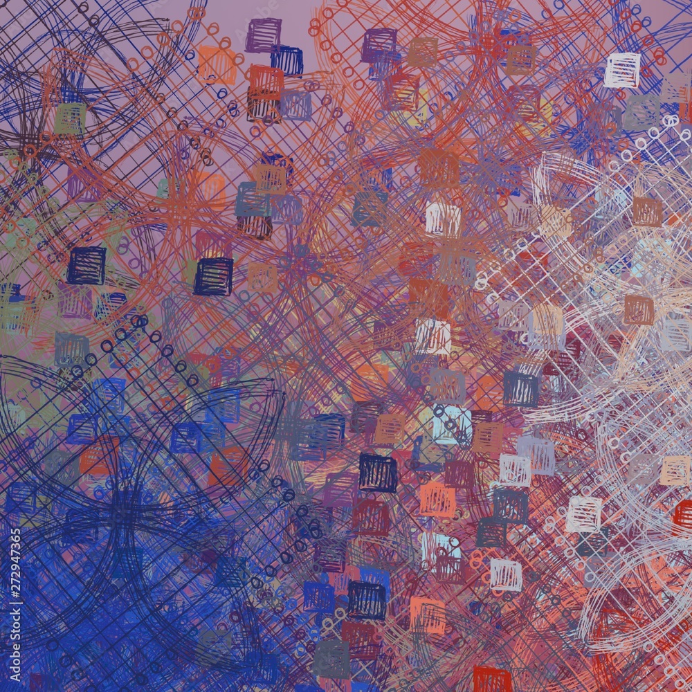 Obraz premium Artistic sketch backdrop material. Abstract geometric pattern. Chaos and random. Modern art drawing painting. 2d illustration. Digital texture wallpaper. 