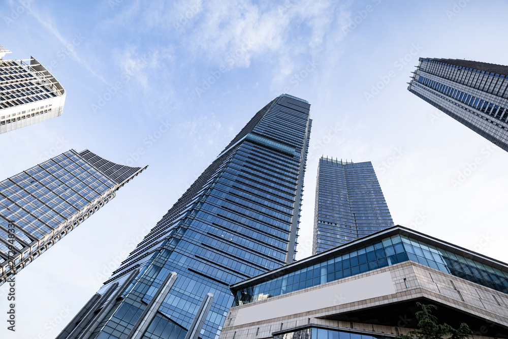 Low angle shot of modern glass building