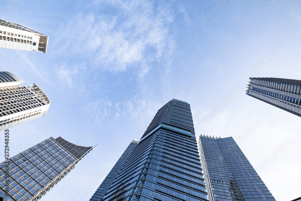 Low angle shot of modern glass building