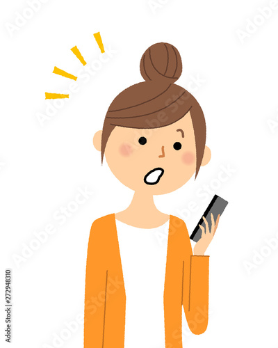 若い女性　スマホ　驚く