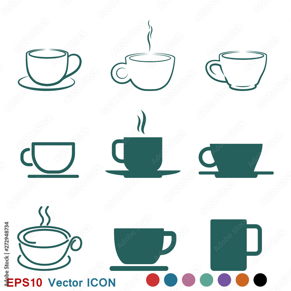 Coffee cup icon. Coffee drink vector symbol stock web illustration. Coffee cup icon. Coffee drink vector symbol stock web illustration.