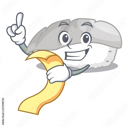With menu ika sushi in the cartoon shape