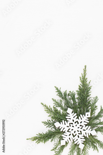 Christmas composition. Christmas decorations on white background. Flat lay, top view. © gitusik