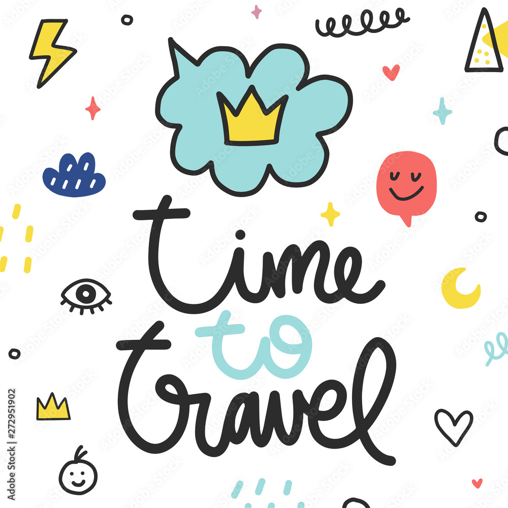 Fototapeta premium Vector summer doodle poster with phrase