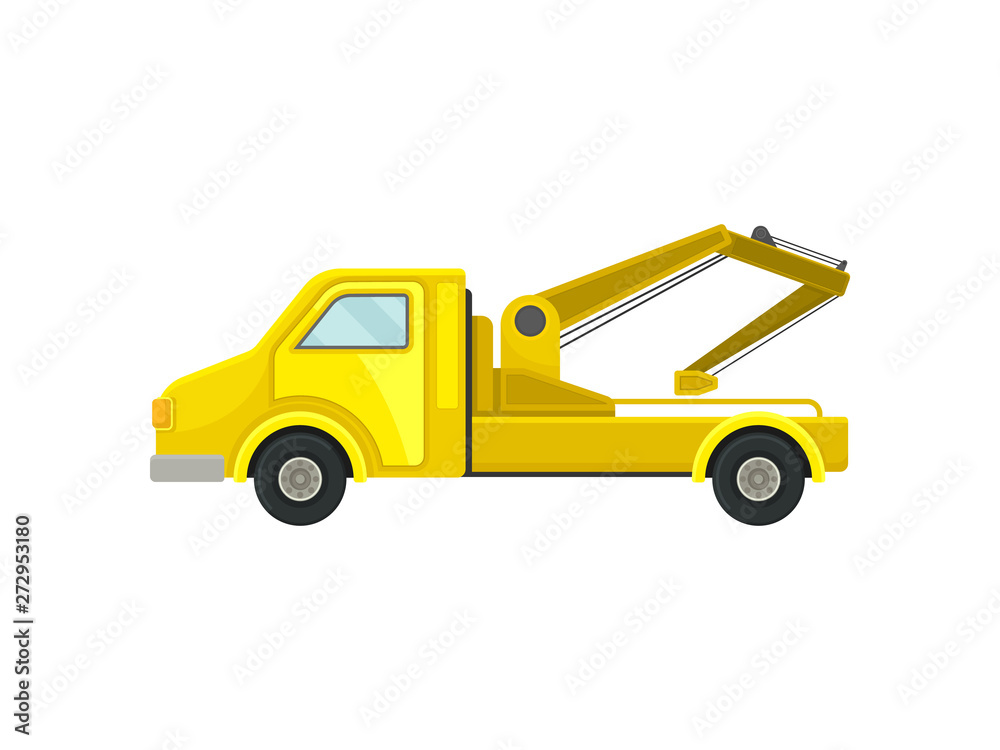 Empty tow truck. Vector illustration on white background.