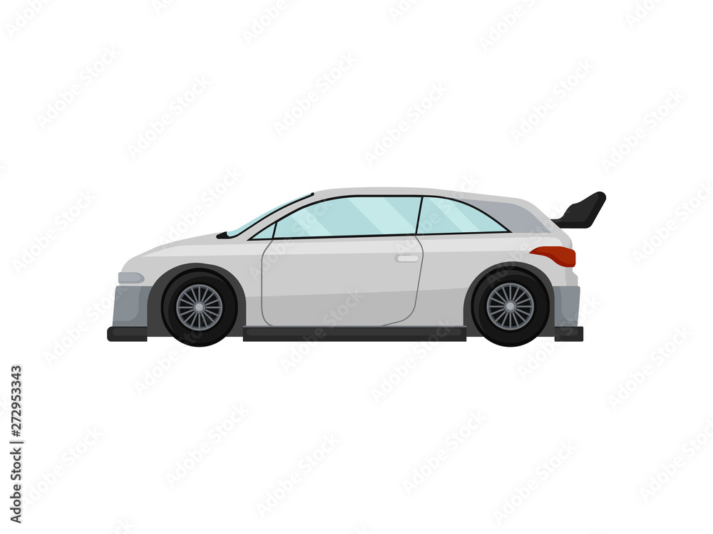 Gray car. Vector illustration on white background.