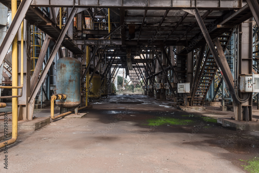 Industrial buildings in an abandoned factory