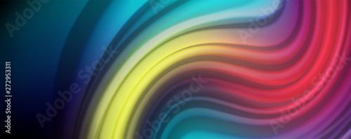 Abstract wave lines fluid rainbow style color stripes on black background. Artistic illustration for presentation, app wallpaper, banner or poster © antishock
