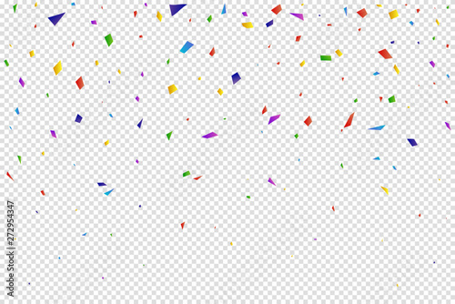 Colorful confetti on a transparent background. Vector illustration.