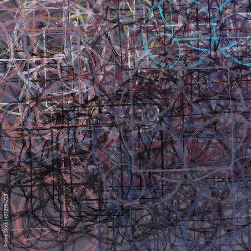 Artistic sketch backdrop material. Abstract geometric pattern. Chaos and random. Modern art drawing painting. 2d illustration. Digital texture wallpaper.  © Jakub