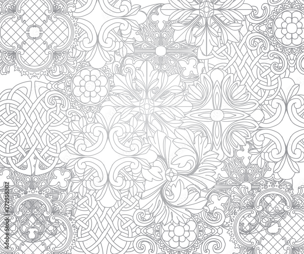 Flower pattern seamless white ornament graphic background.
