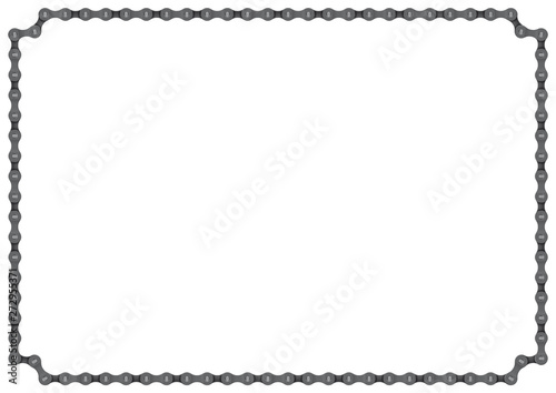 Vector realistic bike chain. A4 frame line. Isolated on white background.