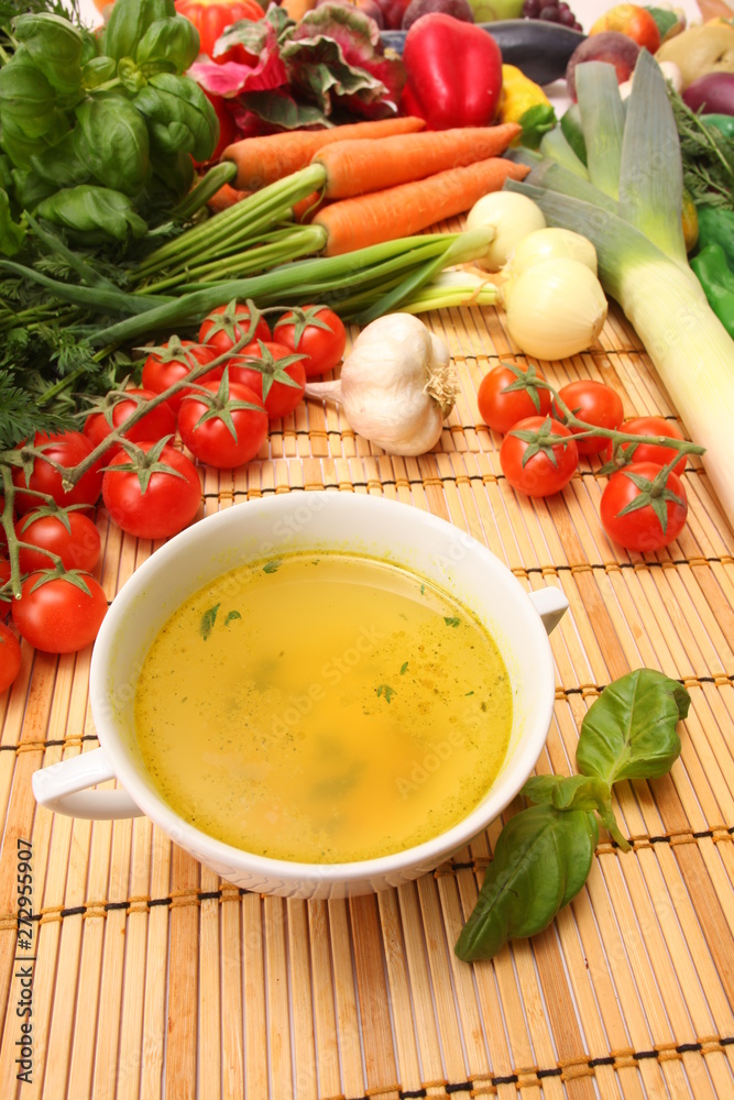 chicken and vegetable soup with full color of ingradients chicken and vegetable soup with full color of ingradients