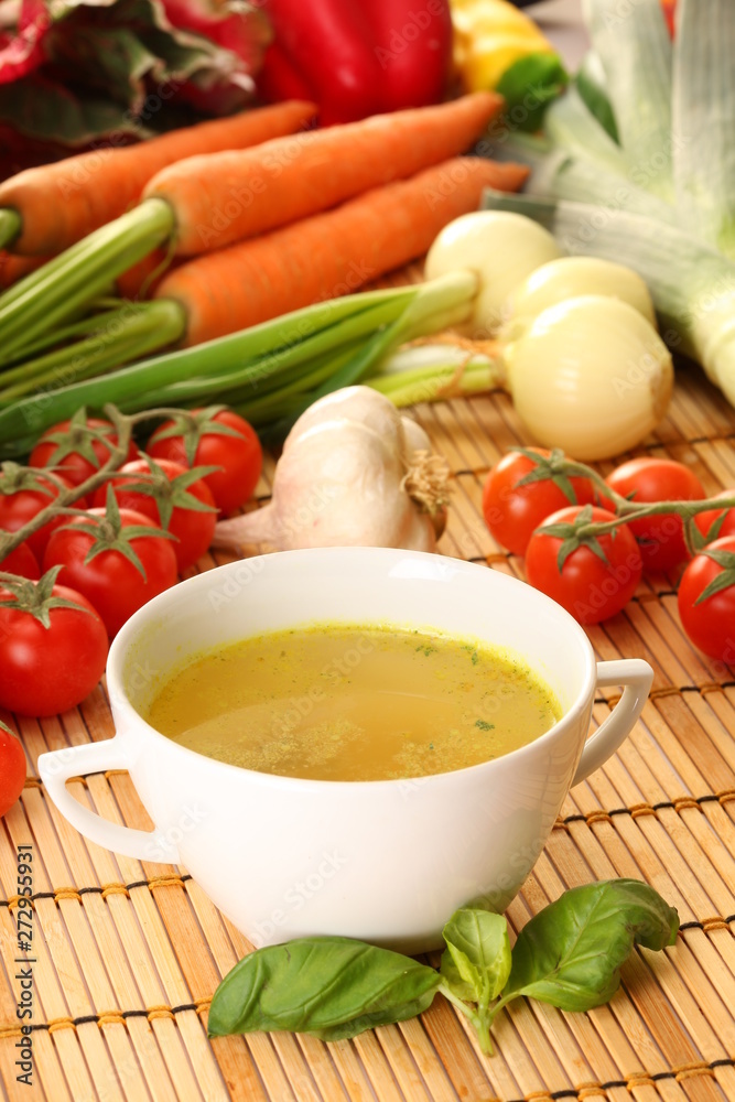 chicken and vegetable soup with full color of ingradients chicken and vegetable soup with full color of ingradients
