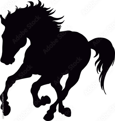 Running horse black silhouette. Vector illustration
