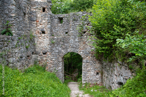 Fototapeta Naklejka Na Ścianę i Meble -  old forsaken castle ruin walls