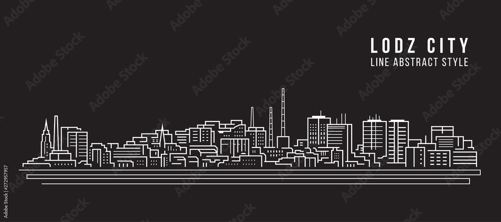 Cityscape Building Line art Vector Illustration design - Lodz city - obrazy, fototapety, plakaty 
