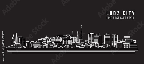 Cityscape Building Line art Vector Illustration design - Lodz city photo